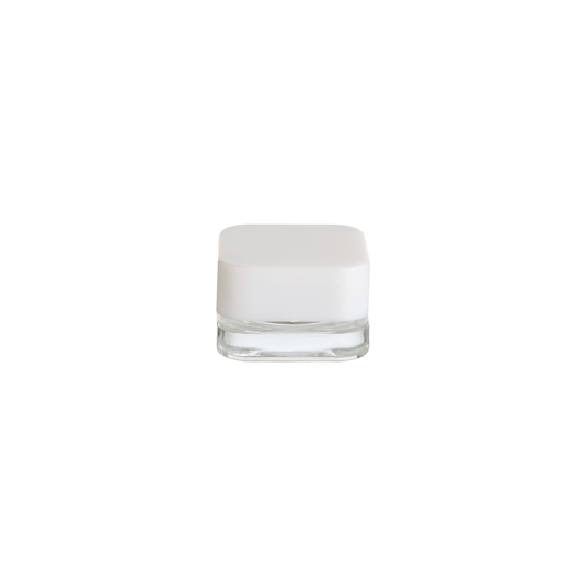 Square Concentrate Jar – Clear/White Lid
