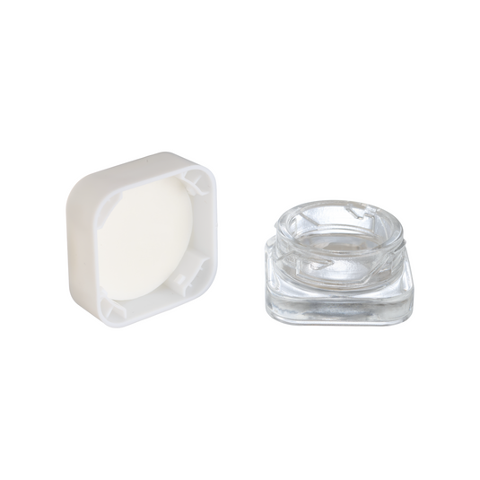 Square Concentrate Jar – Clear/White Lid