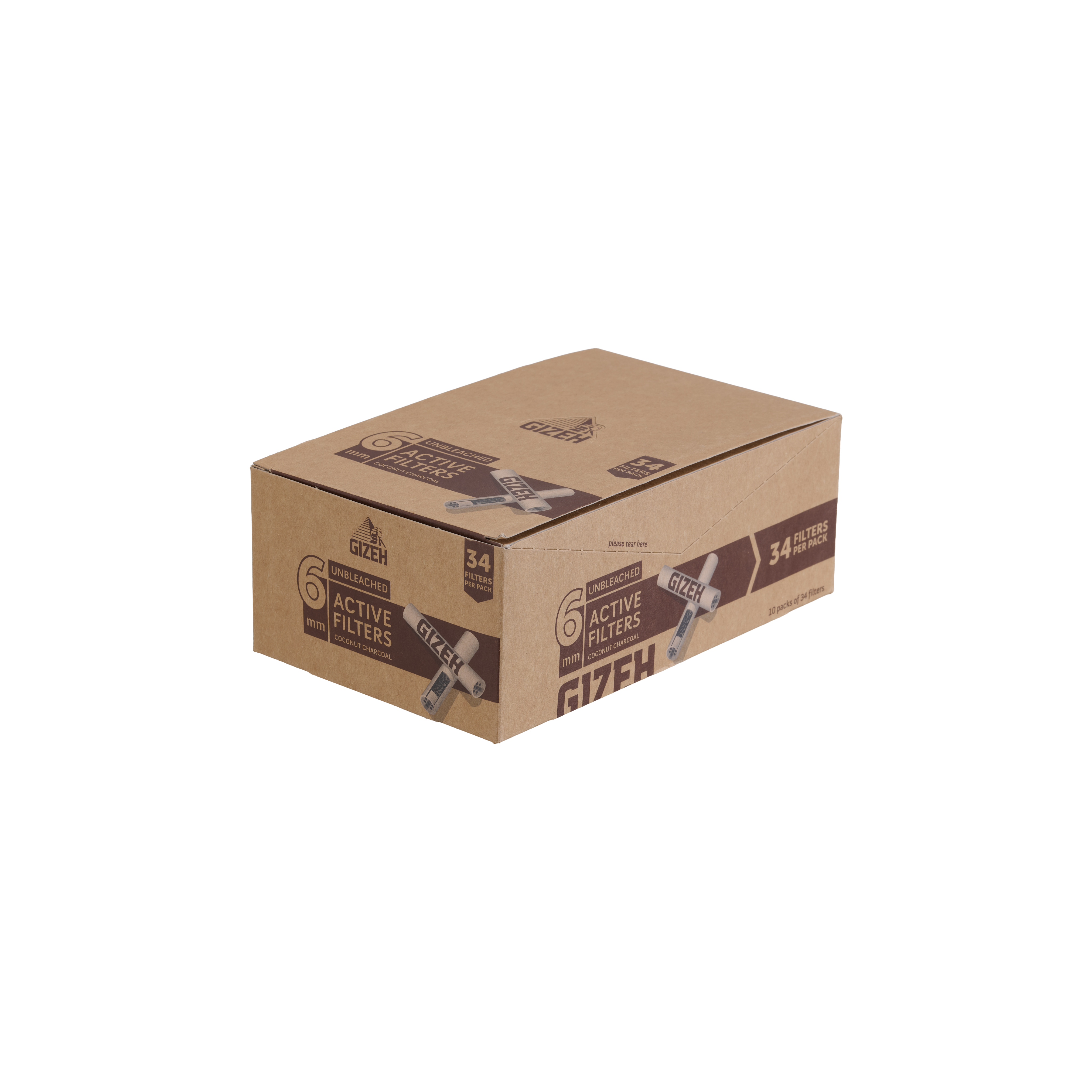 GIZEH Unbleached Active Filter 6mm (34 Pack)