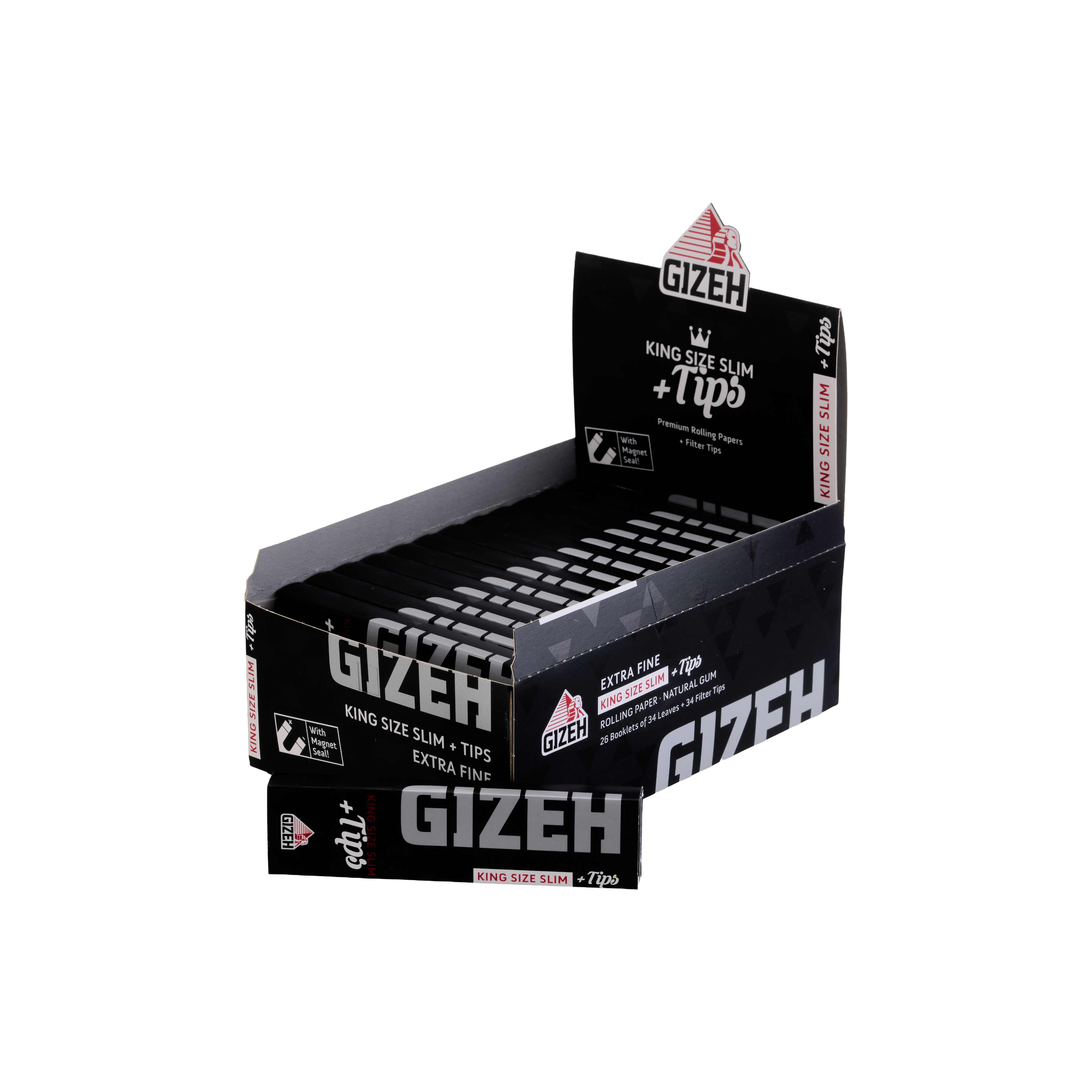 GIZEH BLACK King Size Slim Extra Fine + Tips