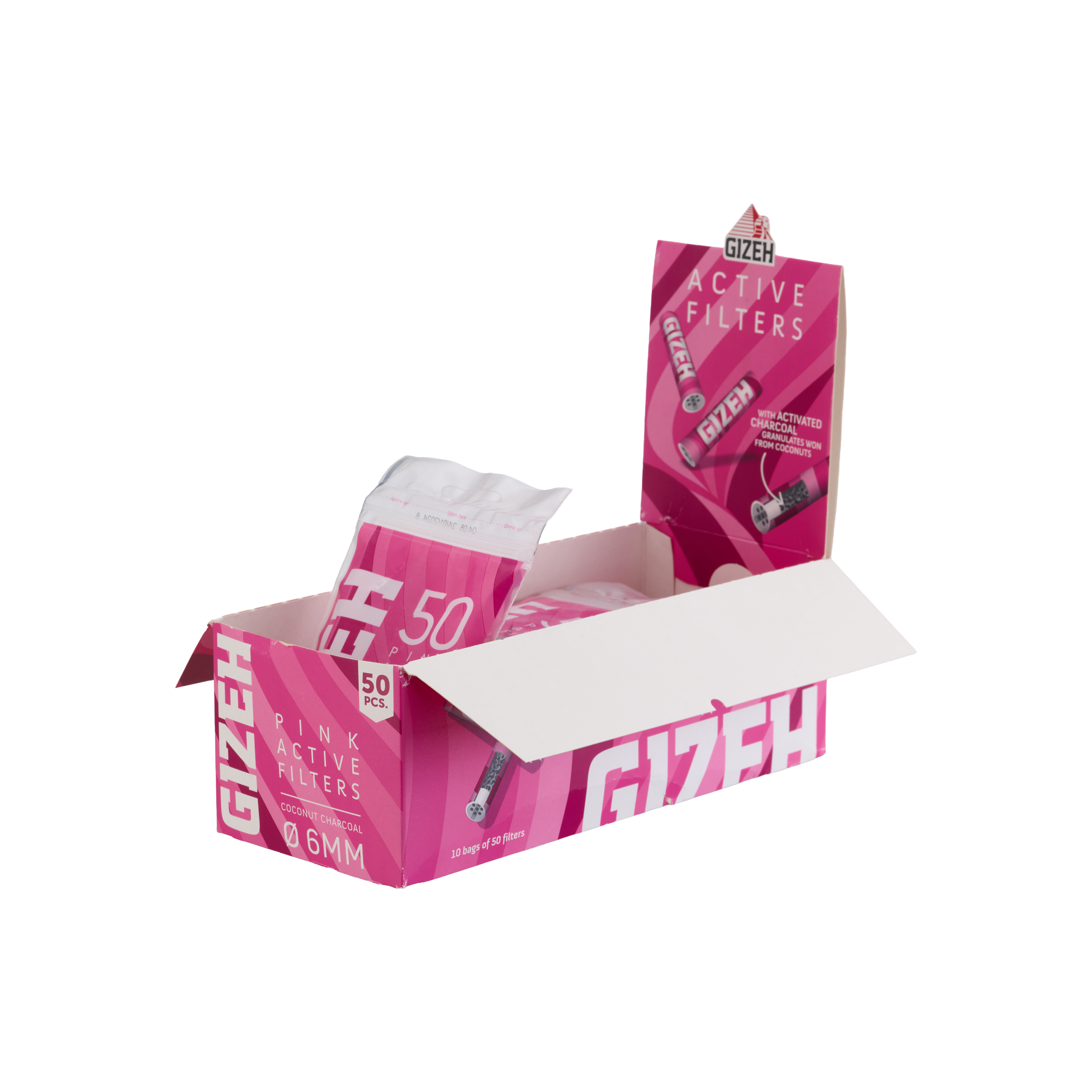 GIZEH Pink Active Filter 6mm (50 Pack)