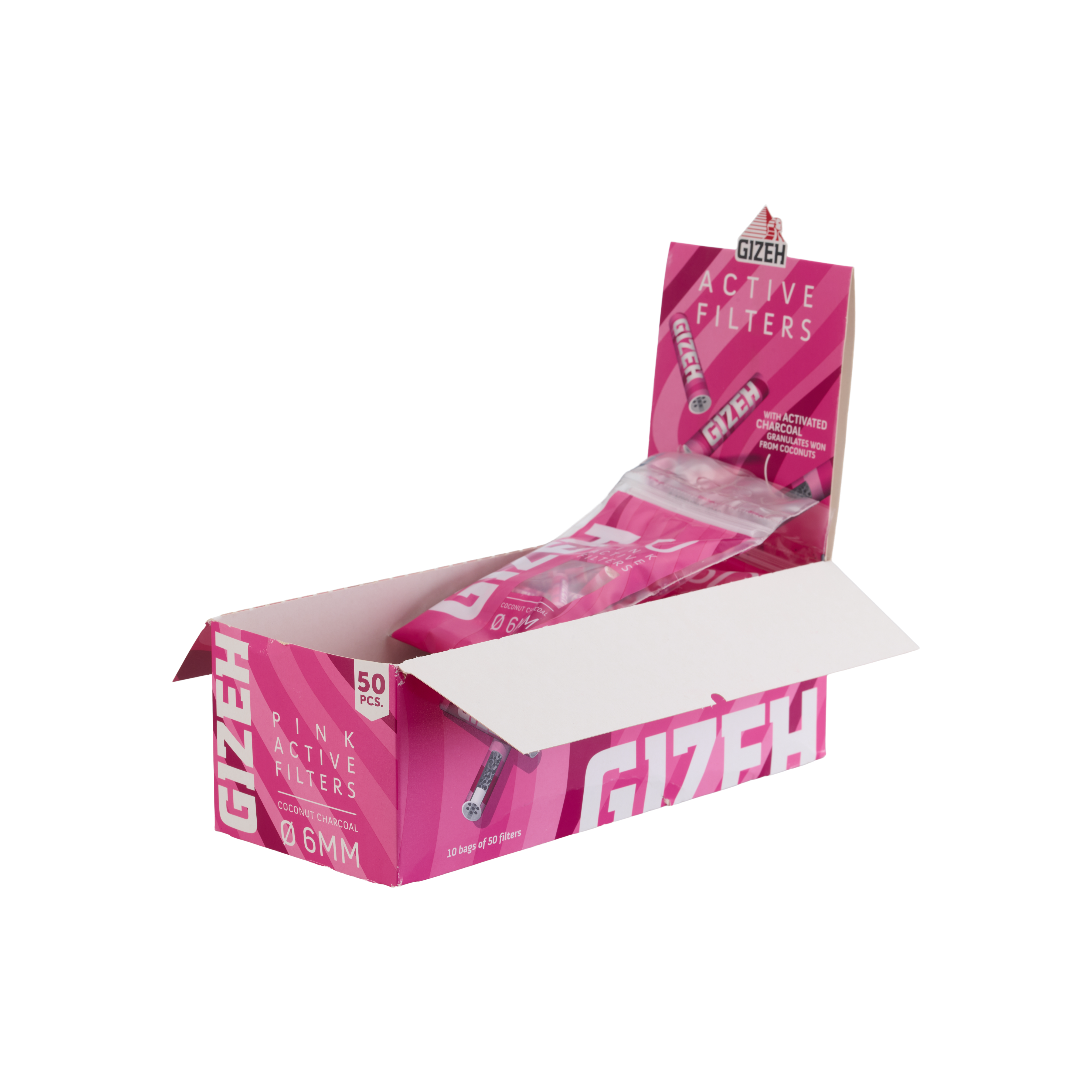 GIZEH Pink Active Filter 6mm (50 Pack)