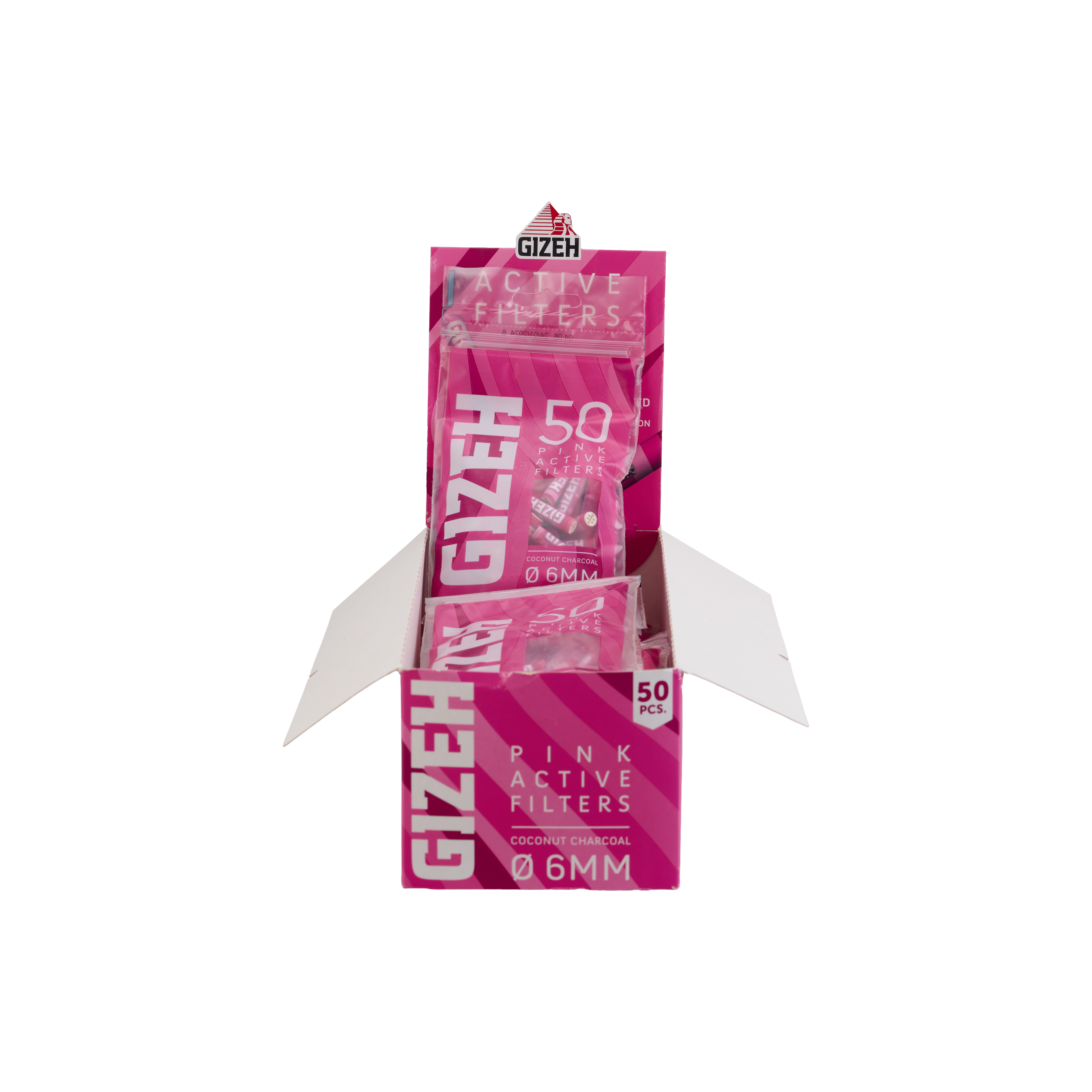 GIZEH Pink Active Filter 6mm (50 Pack)