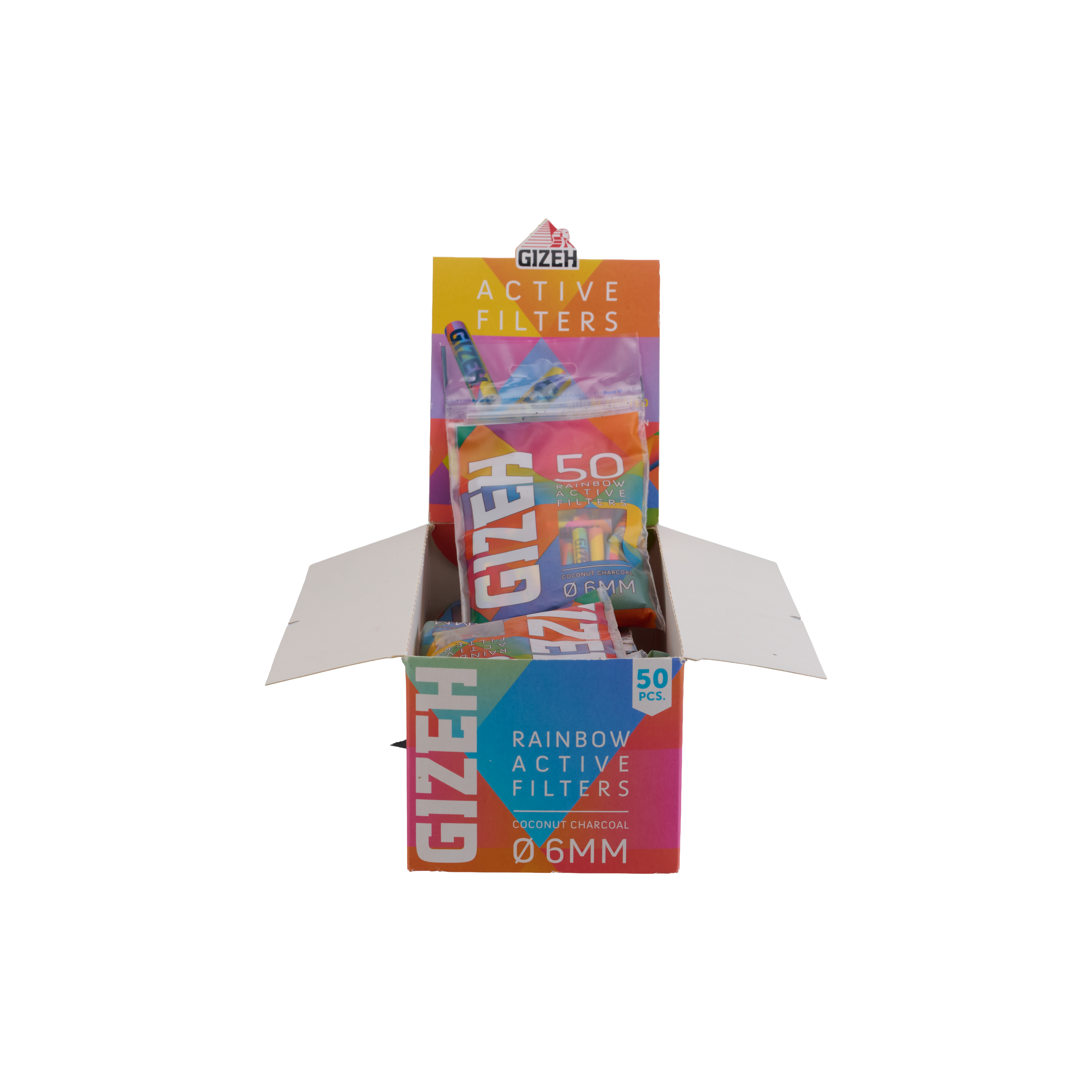 GIZEH Rainbow Active Filter 6mm (50 Pack)