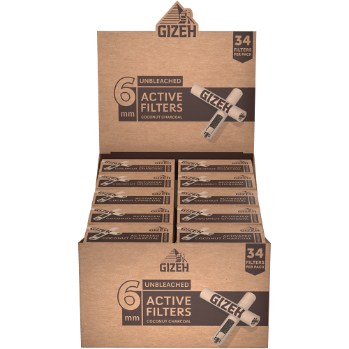 GIZEH Unbleached Active Filter 6mm (34 Pack)