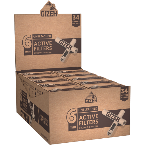 GIZEH Unbleached Active Filter 6mm (34 Pack)