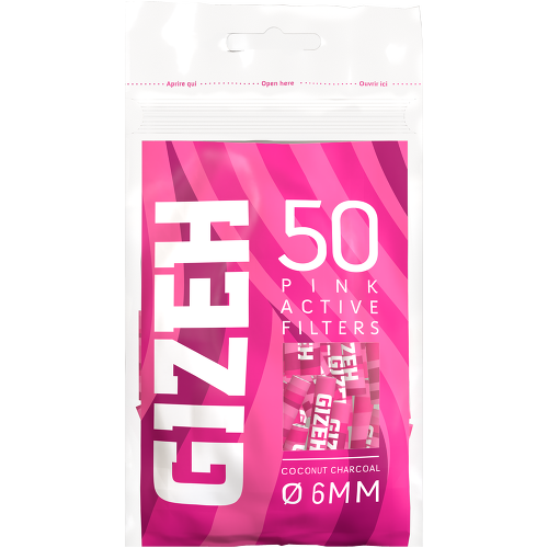 GIZEH Pink Active Filter 6mm (50 Pack)