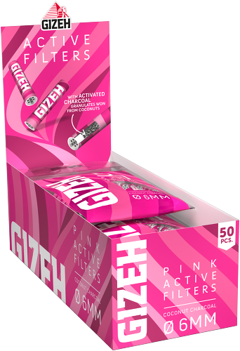 GIZEH Pink Active Filter 6mm (50 Pack)