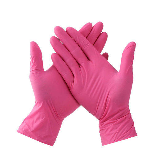 Box of Nitrile 'No Powder' Gloves (Pink)