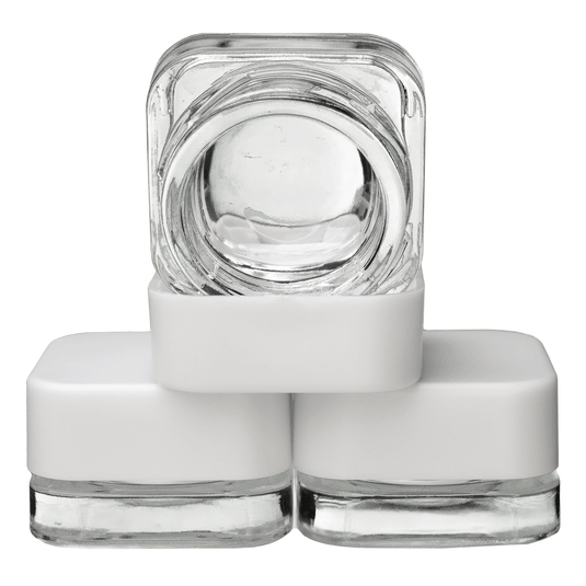 Square Concentrate Jar – Clear/White Lid